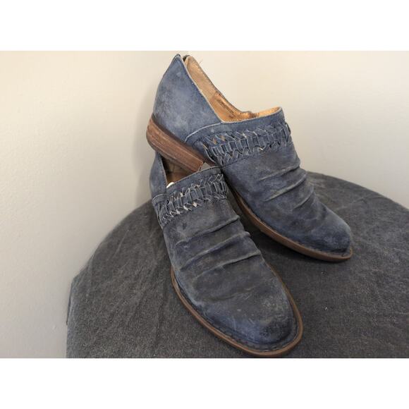 B.OC. Born Katherina distressed boho southwestern blue suede leather booties 8.5 - Picture 3 of 7